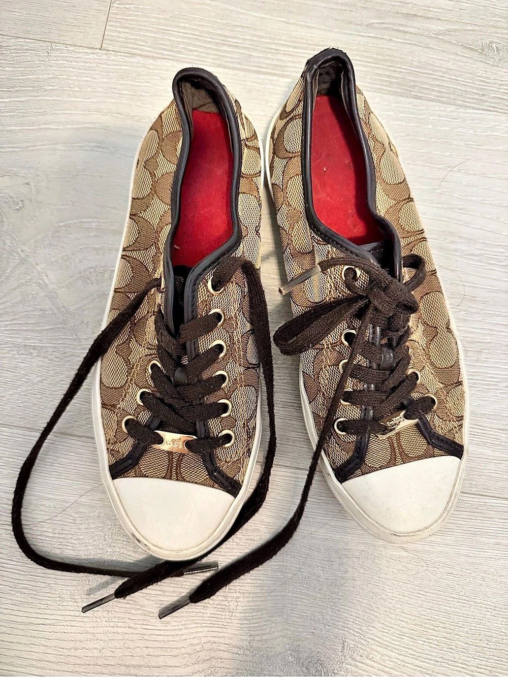 Coach Brown & White Monogram Sneakers